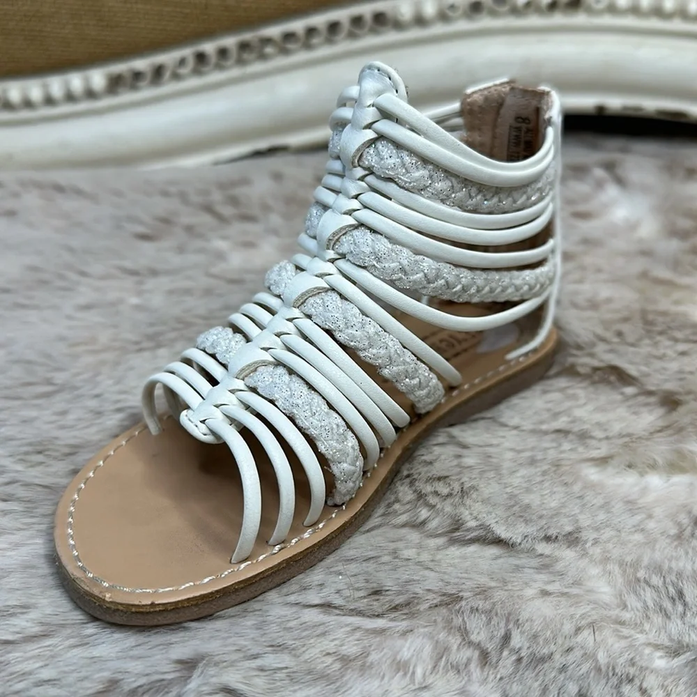SEYCHELLES | White & Glitter Gladiator Sandals, Size 8